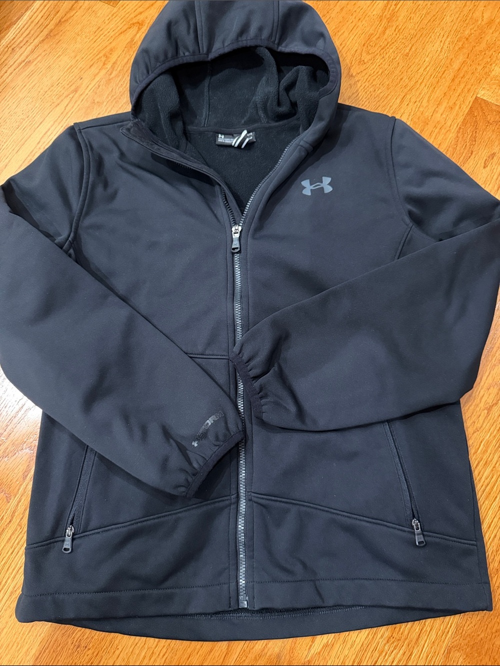 Under Armour Black Kids Full-Zip Hooded Jacket with Logo
